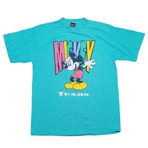 Vintage Mickey Unlimited Shirt Men's XL Blue Texas Short Sleeve Crew USA Fabric